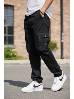 Pantaloni de trening cargo, negri, conici Y307 P20-4.2 Pantaloni de trening cargo, negri, conici Y307 P20-4.2