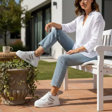 Adidasi dama casual albi cu gri 2301 N8-3