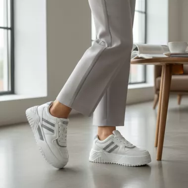 Adidasi dama casual albi cu gri 2301 N8-3