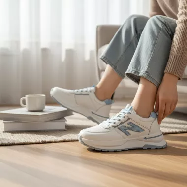 Adidasi dama casual albi cu albastru 4603 N17-2 Adidasi dama casual albi cu albastru 4603 N17-2