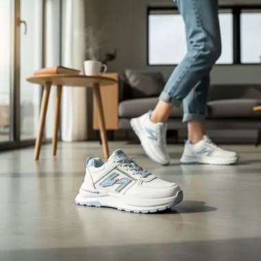 Adidasi dama casual albi cu albastru 4603 N17-2 Adidasi dama casual albi cu albastru 4603 N17-2