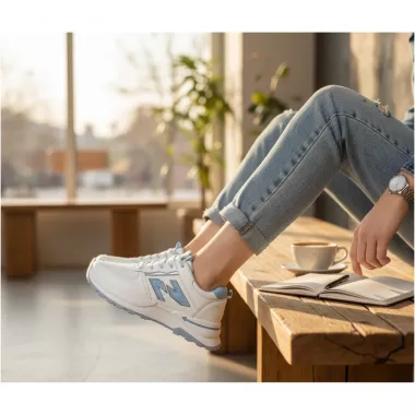 Adidasi dama casual albi cu albastru 4603 N17-2 Adidasi dama casual albi cu albastru 4603 N17-2