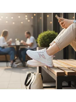 Adidasi dama casual albi cu roz 4603 N12-3