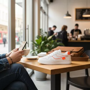 Adidasi dama casual albi cu portocaliu 7906 T7-4