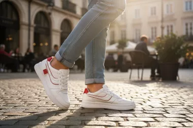 Adidasi dama casual albi cu rosu 7906 T6-2