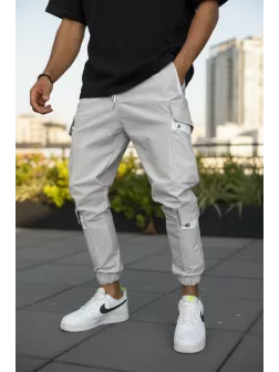 Pantaloni de trening cargo, gri, conici Y201 46-4.1 Pantaloni de trening cargo, gri, conici Y201 46-4.1