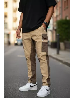 Pantaloni de trening cargo, maro, conici Y202 O3-5.3 Pantaloni de trening cargo, maro, conici Y202 O3-5.3