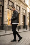 Geaca barbati neagra piele ecologica 12204 T13-1