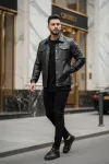 Geaca barbati neagra piele ecologica 12204 T13-1