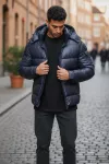 Geaca barbati groasa de iarna, bleu A18