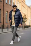 Geaca barbati groasa de iarna, bleu A18