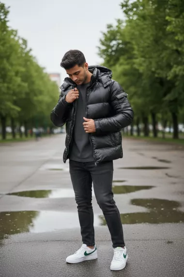 Geaca barbati groasa de iarna, neagra A18 Geaca barbati groasa de iarna, neagra A18