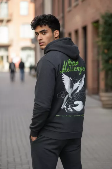 Trening barbati slim fit gri inchis, Pantaloni + Hanorac, 13370 30-1