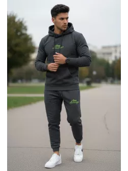 Trening barbati slim fit gri inchis, Pantaloni + Hanorac, 13370 30-1