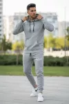 Trening barbati slim fit gri, Pantaloni + Hanorac, 13390 