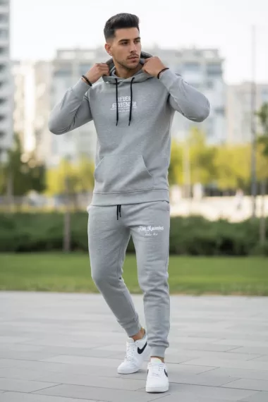 Trening barbati slim fit gri, Pantaloni + Hanorac, 13390 43-5