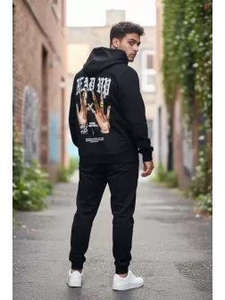 Trening barbati slim fit negru, Pantaloni + Hanorac, 13390 23-4.2