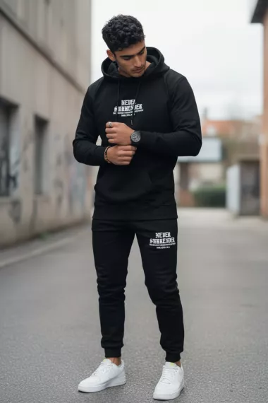 Trening barbati slim fit negru, Pantaloni + Hanorac, 13390 23-4.2