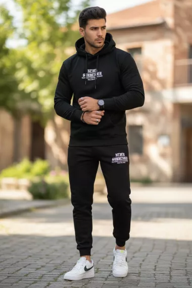 Trening barbati slim fit negru, Pantaloni + Hanorac, 13390 23-4.2