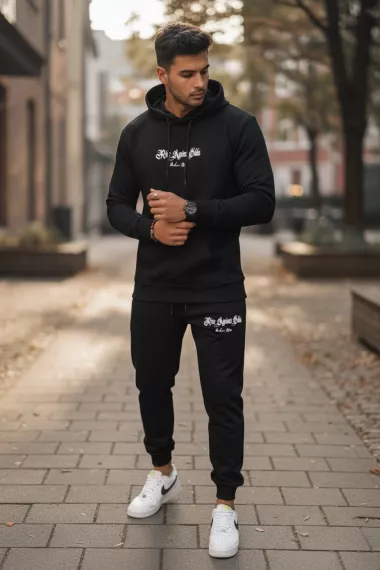 Trening barbati slim fit negru, Pantaloni + Hanorac, 13400 18-2