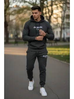 Trening barbati slim fit gri inchis, Pantaloni + Hanorac, 13400 42-2 Trening barbati slim fit gri inchis, Pantaloni + Hanorac, 13400 42-2