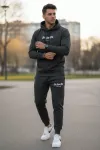 Trening barbati slim fit gri inchis, Pantaloni + Hanorac, 13400