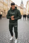 Trening barbati slim fit kaki, Pantaloni + Hanorac, 13400