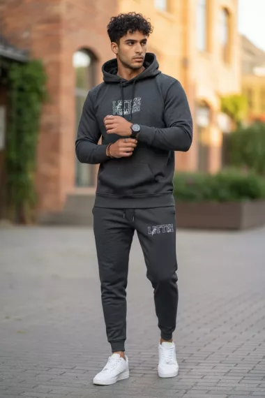 Trening barbati slim fit gri, Pantaloni + Hanorac, 13410 43-4.5