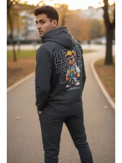 Trening barbati slim fit gri, Pantaloni + Hanorac, 13410 43-4.5 Trening barbati slim fit gri, Pantaloni + Hanorac, 13410 43-4.5