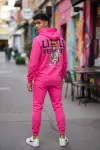 Trening barbati slim fit roz, Pantaloni + Hanorac, 13410
