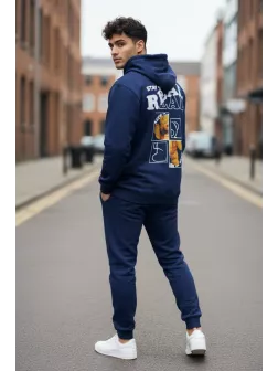 Trening barbati slim fit bleumarin, Pantaloni + Hanorac, 13360 25-3.1 Trening barbati slim fit bleumarin, Pantaloni + Hanorac, 13360 25-3.1