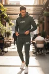 Trening barbati slim fit kaki, Pantaloni + Hanorac, 13360