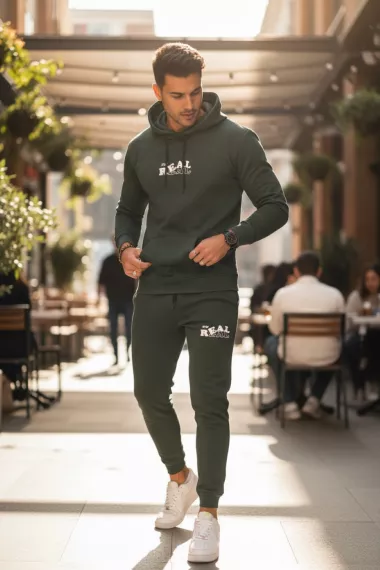 Trening barbati slim fit kaki, Pantaloni + Hanorac, 13360 D2-1.1