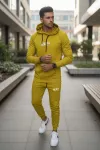 Trening barbati slim fit mustar, Pantaloni + Hanorac, 13360