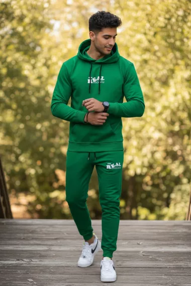 Trening barbati slim fit verde, Pantaloni + Hanorac, 13360 D4-1.4