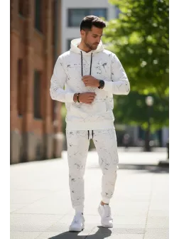 Trening barbati slim fit alb , Pantaloni + Hanorac, 13380 43-4.3 Trening barbati slim fit alb , Pantaloni + Hanorac, 13380 43-4.3