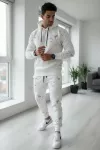 Trening barbati slim fit alb , Pantaloni + Hanorac, 13420