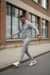 Trening barbati slim fit gri, Pantaloni + Hanorac, 13370 20-4.1
