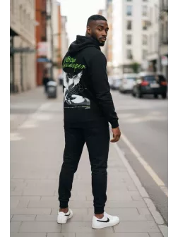 Trening barbati slim fit negru, Pantaloni + Hanorac, 13370 56-3