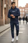 Trening barbati slim fit bleumarin, Pantaloni + Hanorac, 13380