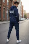 Trening barbati slim fit bleumarin, Pantaloni + Hanorac, 13380