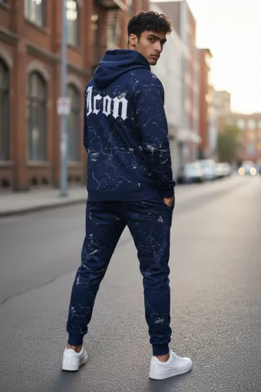Trening barbati slim fit bleumarin, Pantaloni + Hanorac, 13380