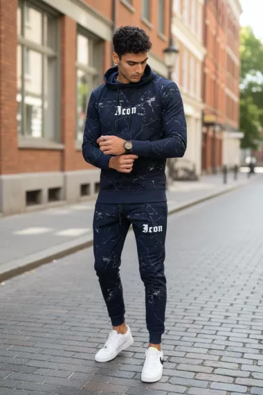 Trening barbati slim fit bleumarin, Pantaloni + Hanorac, 13380 28-4.3