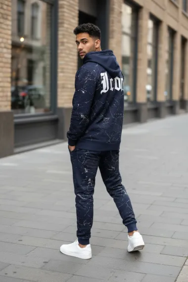 Trening barbati slim fit bleumarin, Pantaloni + Hanorac, 13380 28-4.3