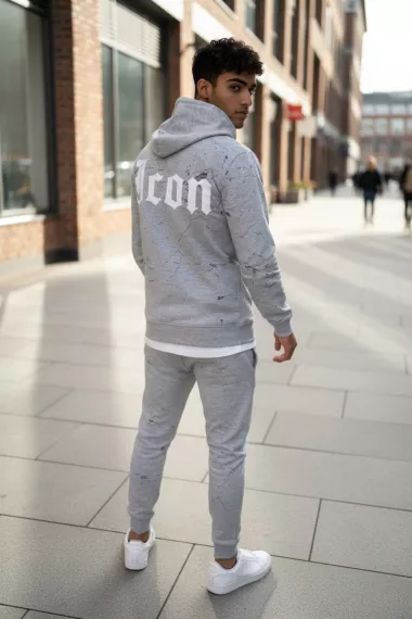 Trening barbati slim fit gri, Pantaloni + Hanorac, 13380 23-4.1