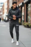 Trening barbati slim fit gri inchis , Pantaloni + Hanorac, 13380