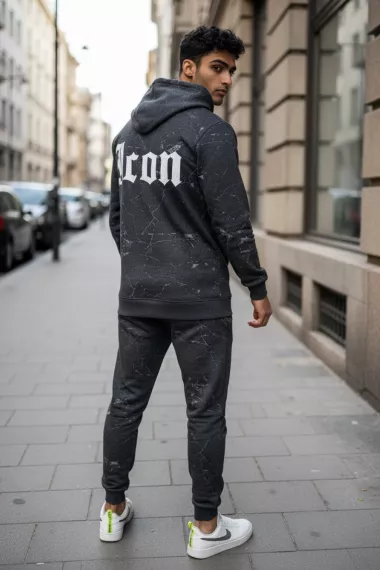 Trening barbati slim fit gri inchis , Pantaloni + Hanorac, 13380 43-4.1