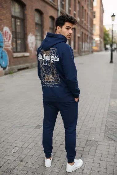 Trening barbati slim fit bleumarin, Pantaloni + Hanorac, 13400
