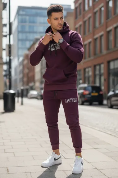 Trening barbati slim fit grena, Pantaloni + Hanorac, 13410 D3-1.3