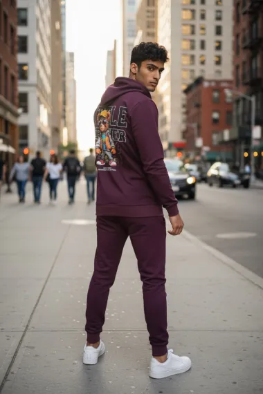 Trening barbati slim fit grena, Pantaloni + Hanorac, 13410 D3-1.3